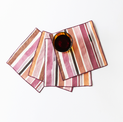 Lisbon Stripe Cocktail Napkin Set - Korvel