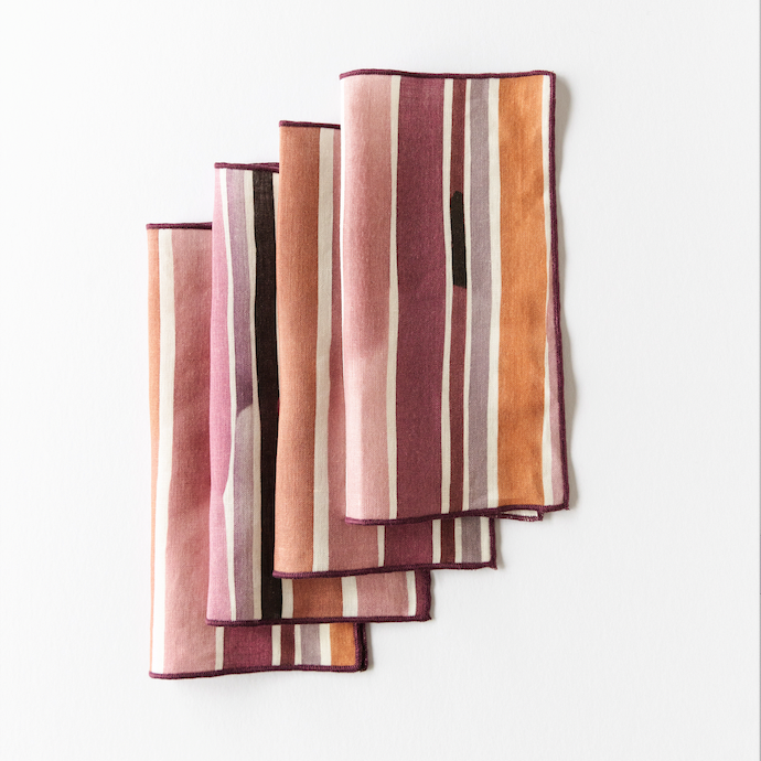 Lisbon Stripe Cocktail Napkin Set - Korvel