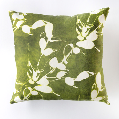 Porto Print Olive Green Throw Pillow