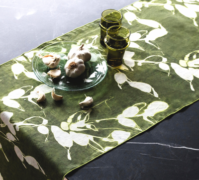 Porto Print in Olive Table Runner