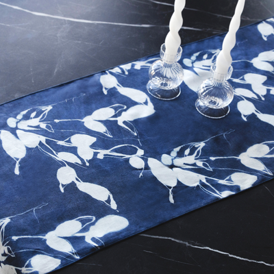 Porto Print Indigo Table Runner