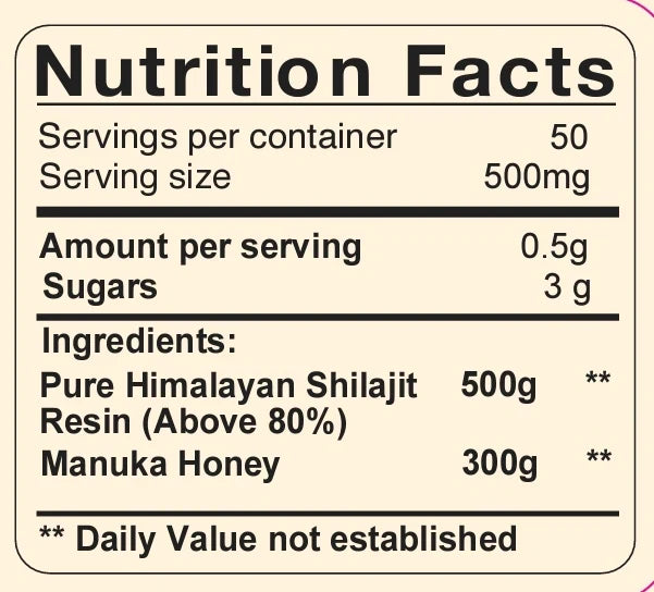 Résine de Shilajit Pur avec Miel de Manuka - Mélange Premium