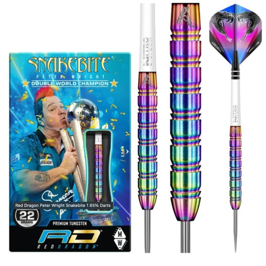 Fléchettes en acier Peter Wright Snakebite 1 - Design unique