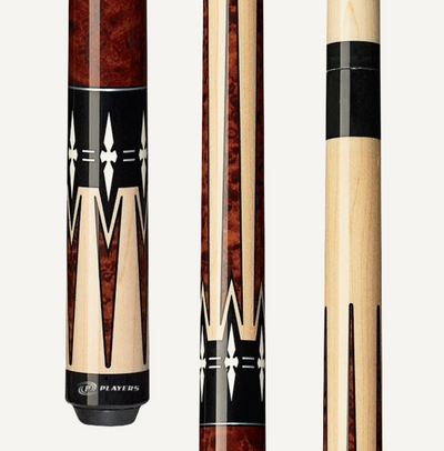 Players Cherry & Natural No-Wrap Cue Stick - Korvel