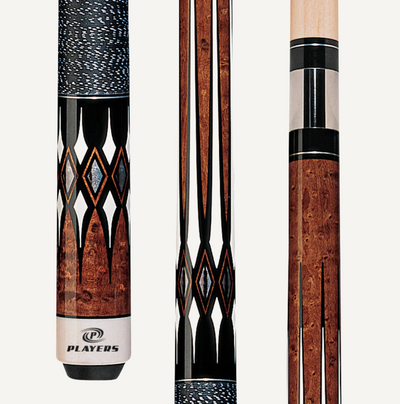 Players Antique Maple Curly & Black Cue With Black/White Linen Wrap - Korvel