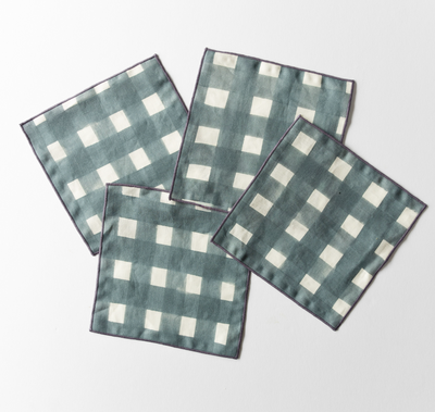 Elegant Blue Cocktail Napkins Set of 4