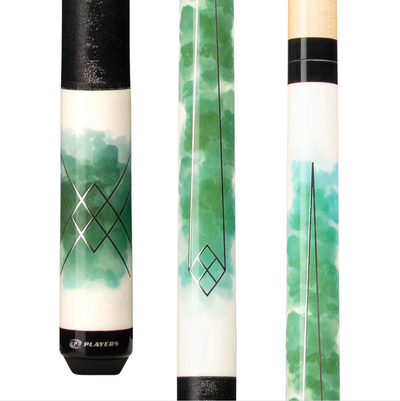 Players Green Watercolor Cue with Black Linen Wrap - Korvel