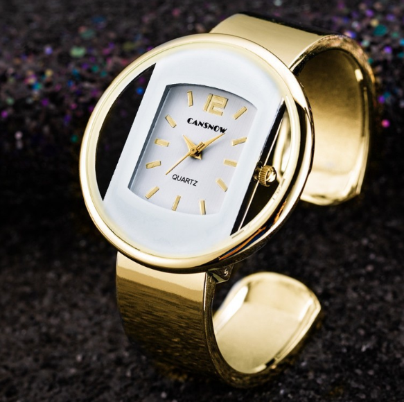 Montre Bracelet de Luxe pour Femmes avec Cadran Doré et Argenté