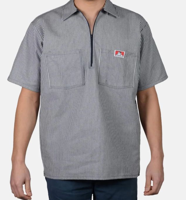 Ben Davis Short Sleeve Stripe 1/2 Zip Shirt