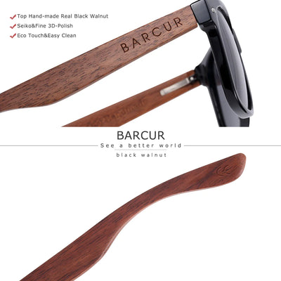 BARCUR Natural Wood Polarized Women's Sunglasses