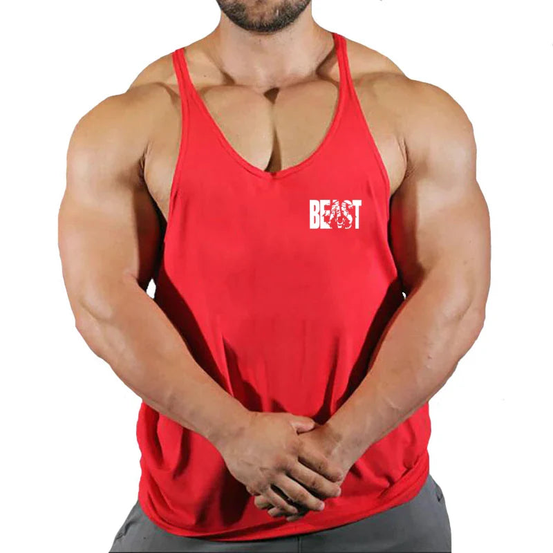 Camiseta sin mangas de algodón para hombre - Chaleco de rendimiento