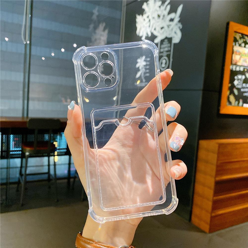 Transparent Card Slot Holder Case for iPhone Models