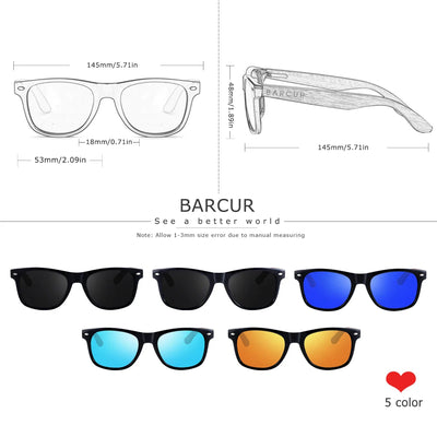 BARCUR Black Walnut Polarized Sunglasses for Men