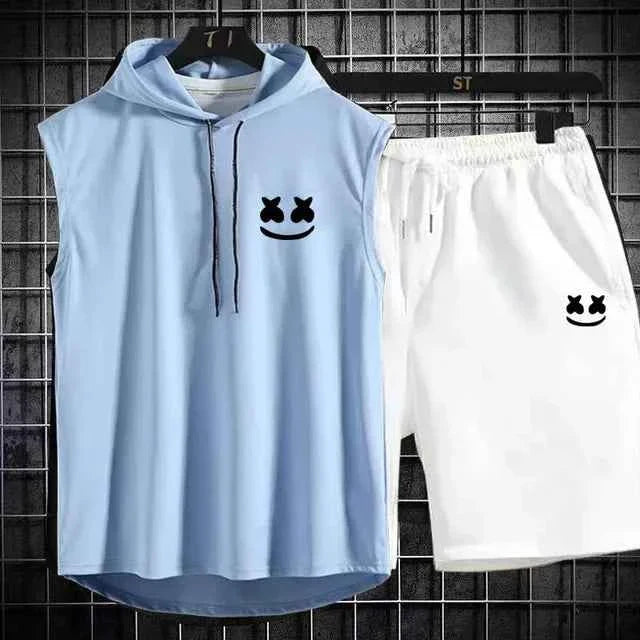 Conjunto de chándal con capucha casual para hombres de verano