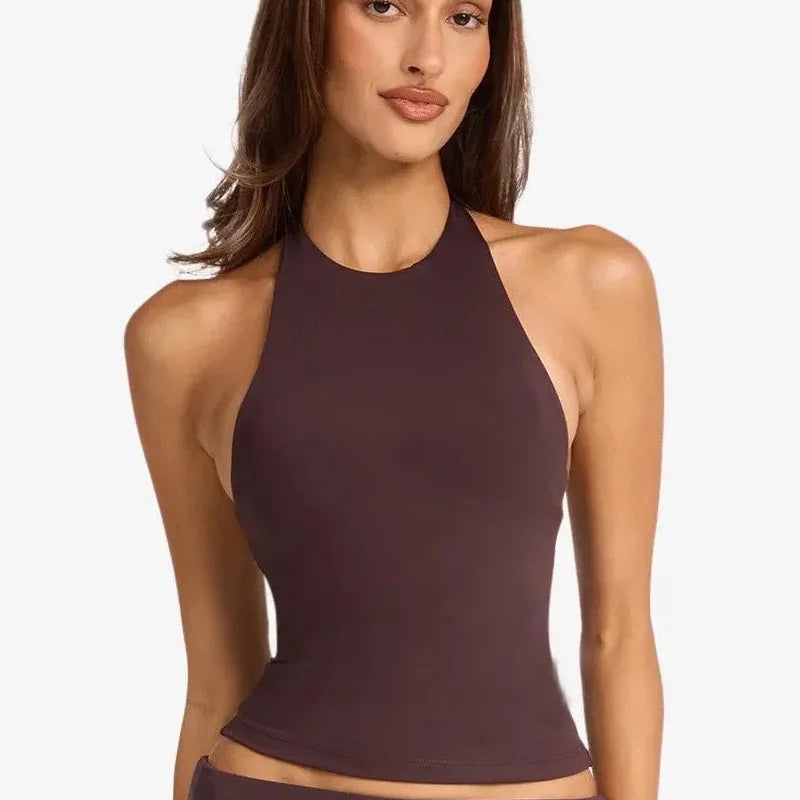 Ensemble de débardeur de yoga à halter et de shorts de cyclisme pour femmes