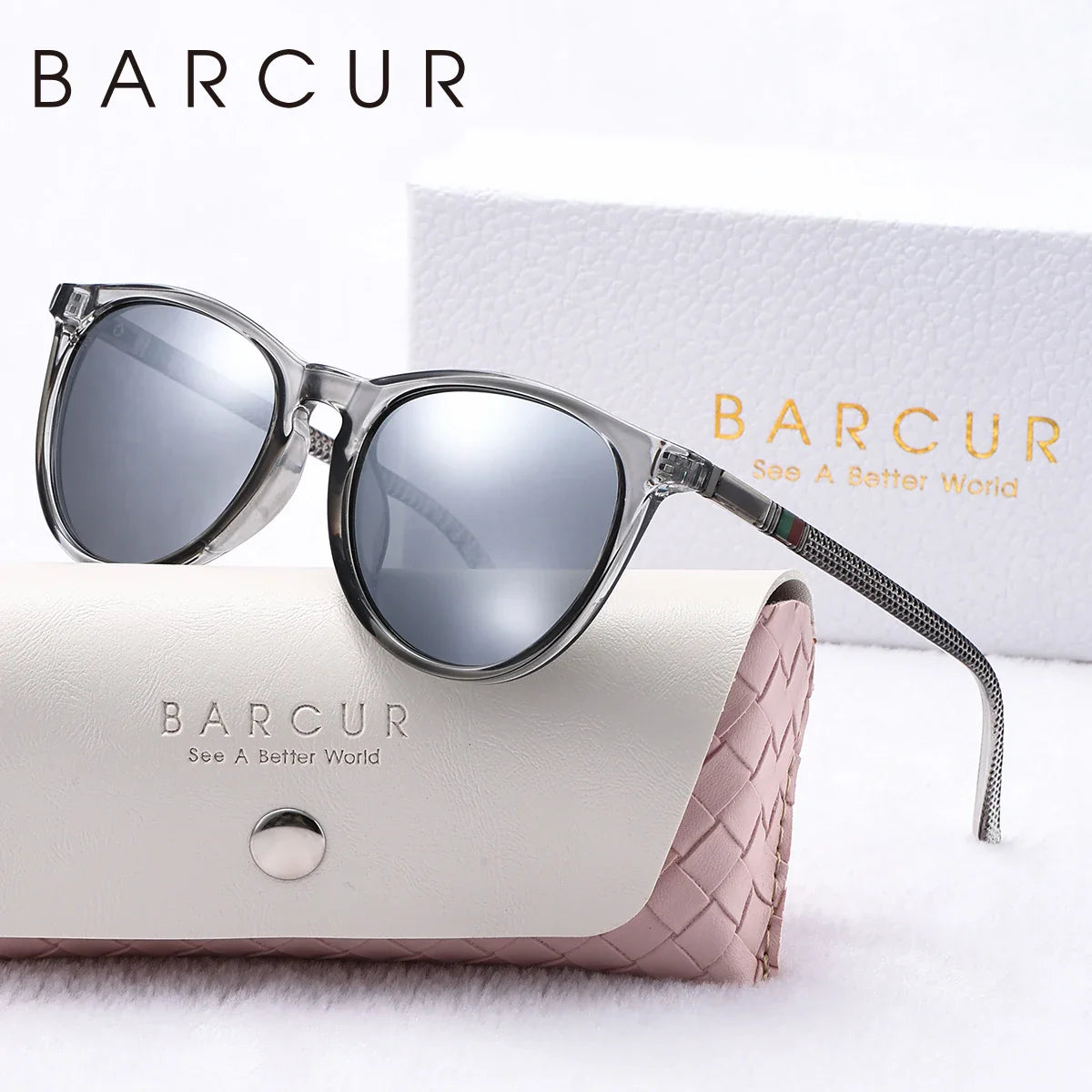 Lunettes de soleil rondes roses BARCUR pour femmes