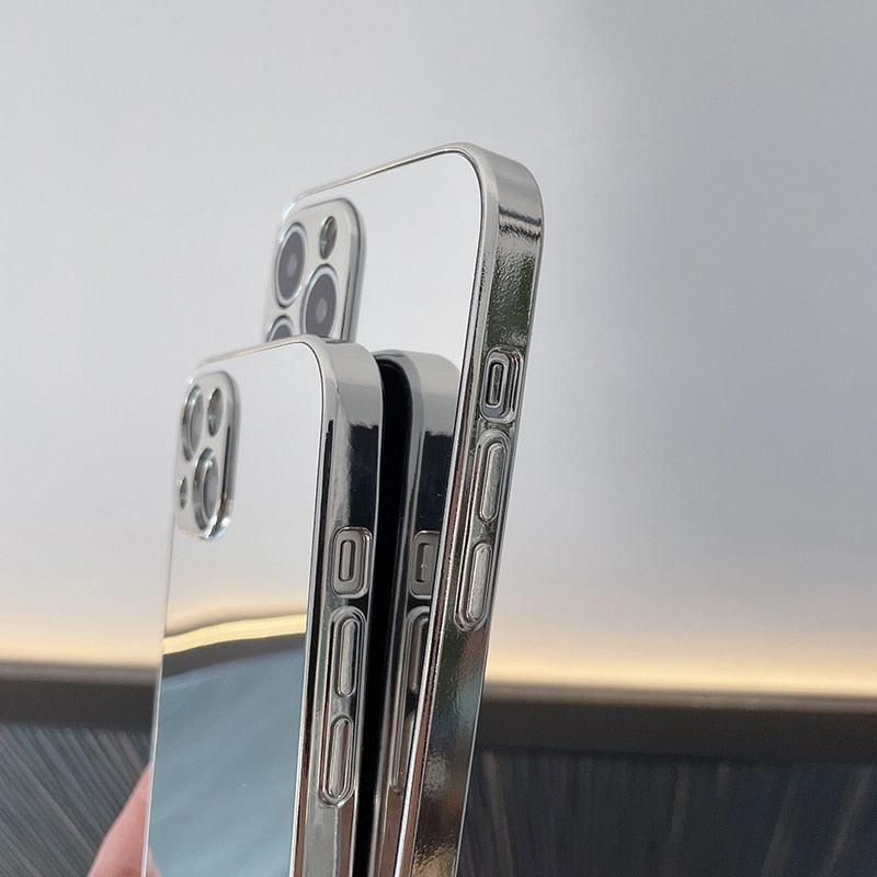 Coque de protection miroir arrière transparente de luxe pour iPhone