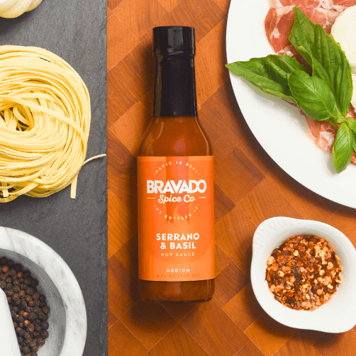 Serrano & Basil Hot Sauce – Medium Heat, Zesty Tomato Blend, 5 oz