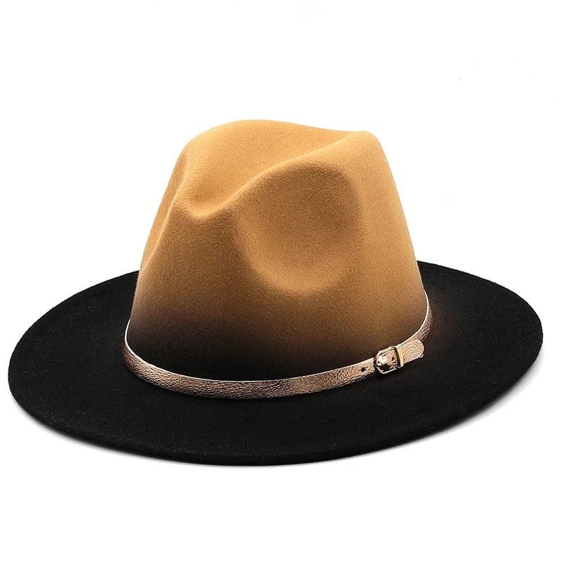 Sombrero Fedora de Lana Pintado en Dos Tonos para Todas las Temporadas