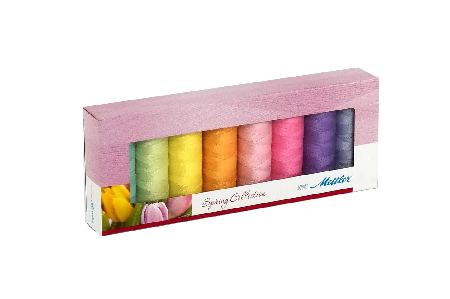 Ensemble de fils en coton finition soie - 8 bobines dans des couleurs printanières