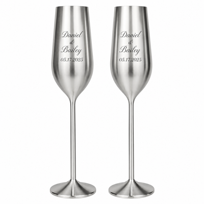 Custom Engraved Champagne Flute Set - 7.5 oz (Set of 2)