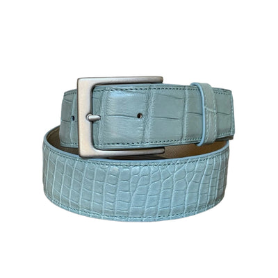 Sky Powder Matte Alligator Full Skin Belt