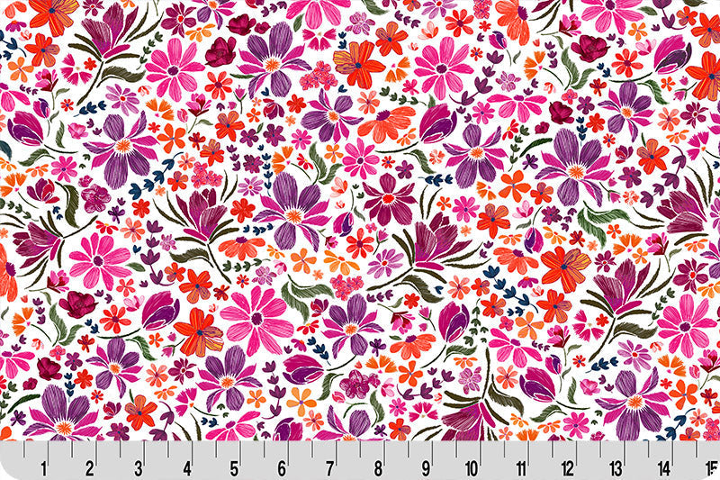 Tissu Cuddle Mystique Snow Whispering Blooms pour la Couture au Yard
