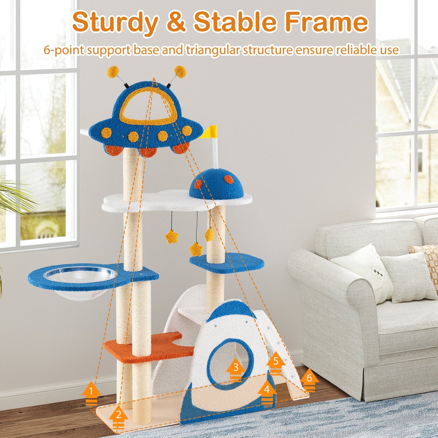 Árbol para Gatos de Tema Espacial con Postes para Rascar
