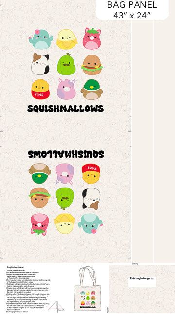 Panneau de Sac en Coton Squishmallows - Matériau de Couture Premium