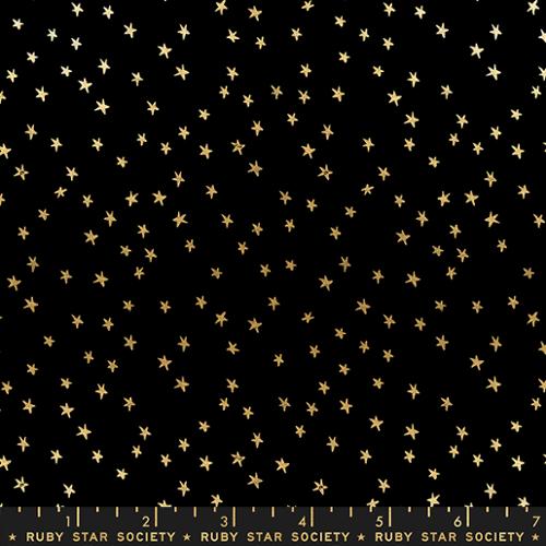 Starry Mini Starry Black Gold Cotton Fabric - 43"/44" Per Yard
