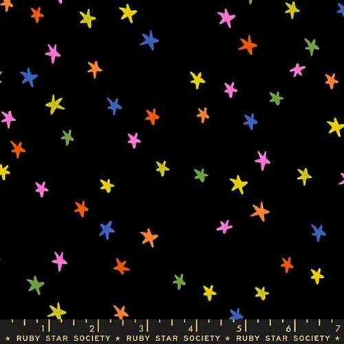 Tissu en coton arc-en-ciel vif étoilé - 43"/44" par yard