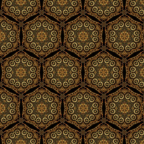 Steampunk Menagerie Gear Stars Cotton Fabric - 44"/45" Per Yard