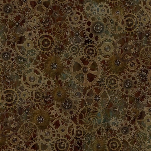 Tissu en coton Gears Large Steampunk Menagerie - 44"/45" par yard