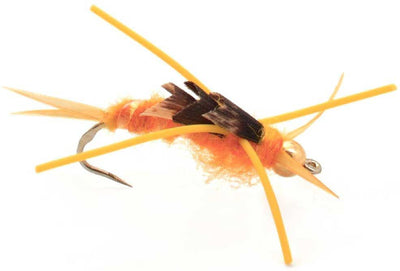3-Pack Barbless Gold Bead Kaufmann's Golden Stonefly Nymphs with Rubber Legs - Size 10 - Korvel