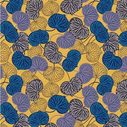 Tissu en coton à motif de feuille sacrée en paille - 43"/44" par yard