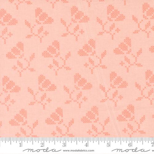 Sunbonnet Pink Blooming Stitches Cotton Fabric - 44"/45" Per Yard