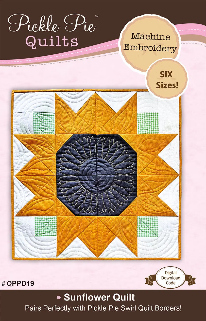 Conception de broderie de quilt tournesol dans le cadre
