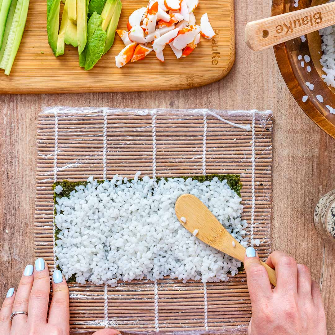Bamboo Sushi Making Kit – 2 Rolling Mats, Rice Paddle, Spreader & 5 Pairs Chopsticks - Korvel