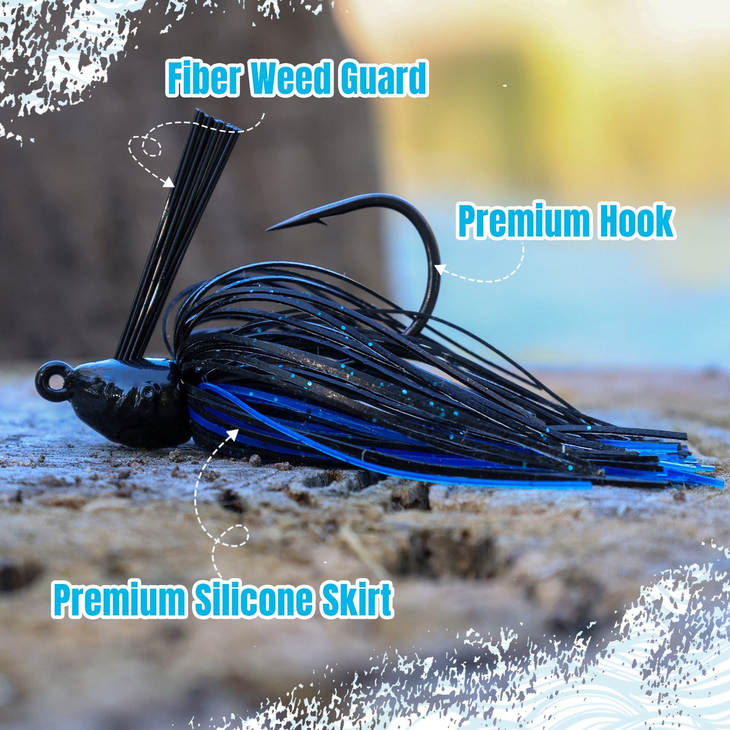 Premium Reaction Tackle Swim Jigs – Weedless Bass Lures – 3 Pack