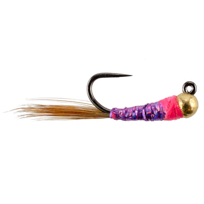 3 Pack Tactical Tungsten Bead Purple Perdigon Jig Flies - Size 18 - Korvel