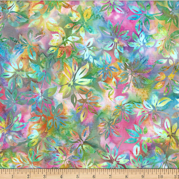 Taffy Bali Batik Leaves Cotton Fabric - 44"/45" Per Yard