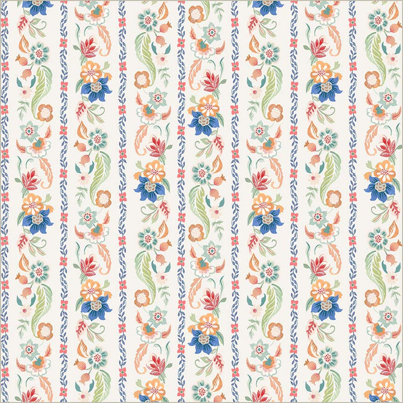 Tapestry Gilded Garland Ivory Cotton Fabric - 43"/44" Per Yard