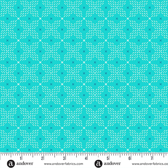 Tissu en coton coloré Teal Double Crossed Color Pop Playground