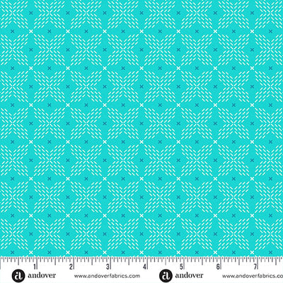 Teal Double Crossed Color Pop Playground Cotton Fabric