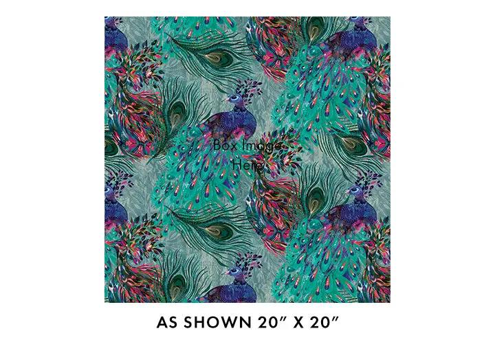 Teal/Multi Affinity Peacock Cotton Fabric - 44"/45" Per Yard