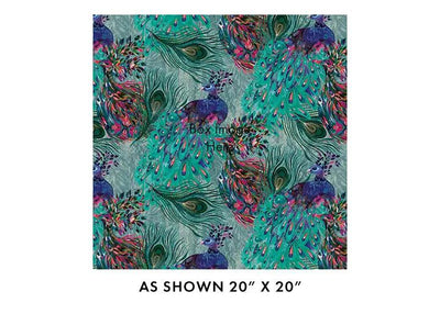 Teal/Multi Affinity Peacock Cotton Fabric - 44"/45" Per Yard