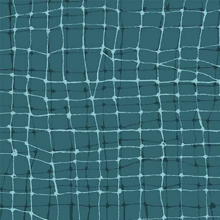 Teal Wiggly Plaid Cotton Fabric - 44"/45" Per Yard