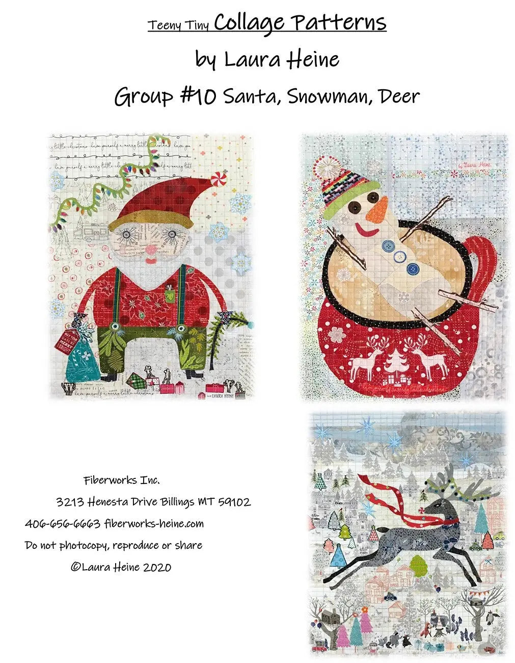 Teeny Tiny Collage Pattern Group #10 - Santa, Snowman, Deer