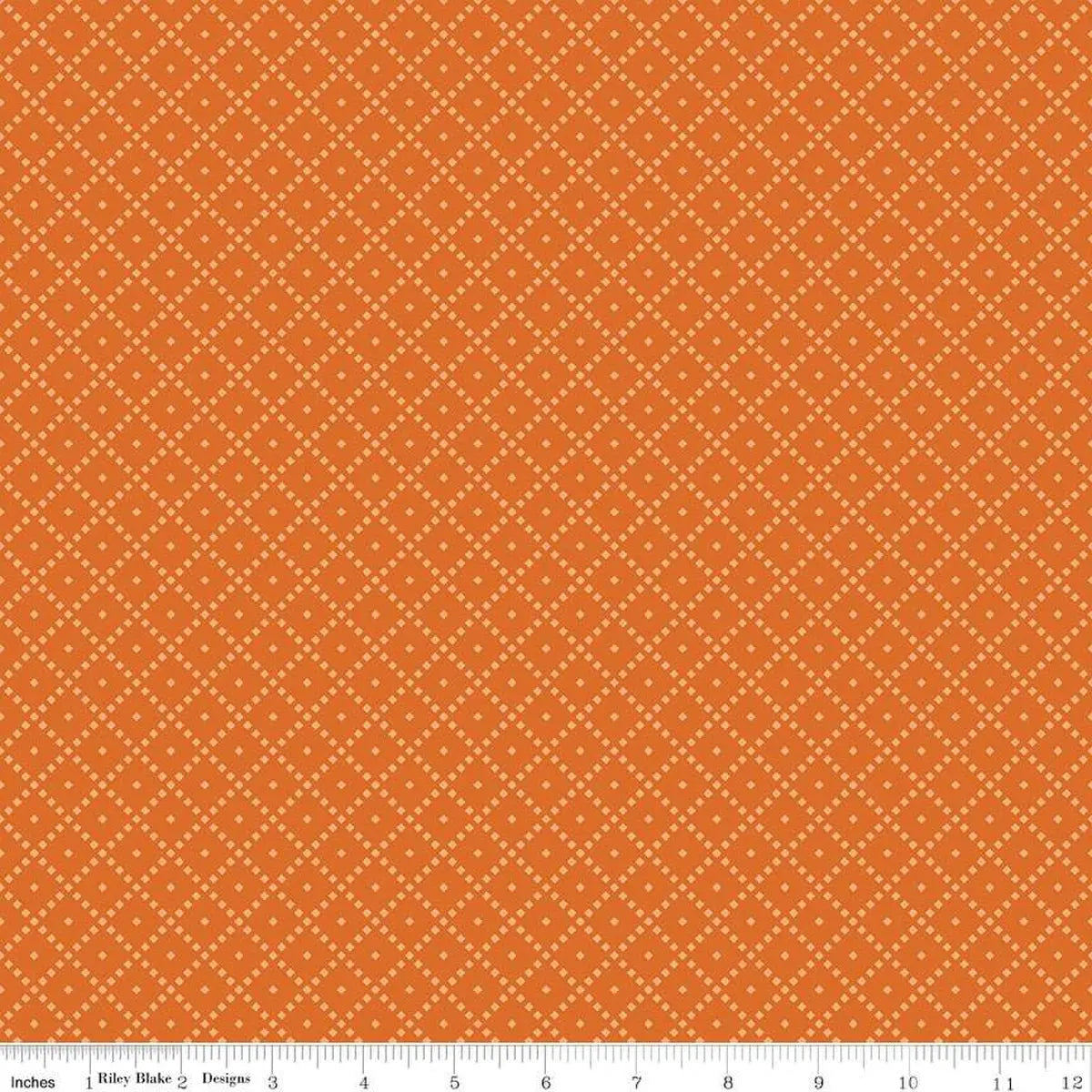 The Awe of Autumn Grid Orange Fabric - 43"/44" Per Yard