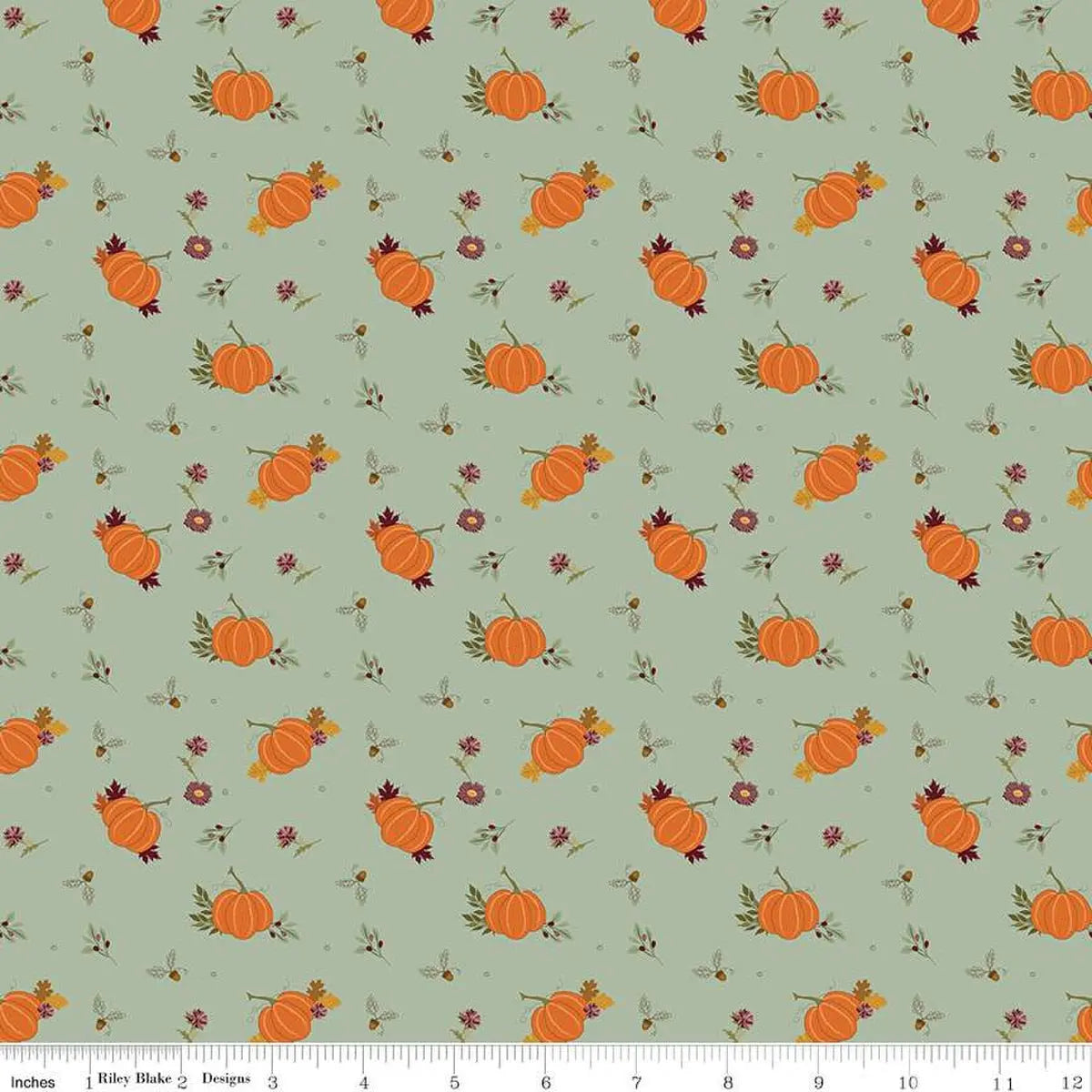 The Awe of Autumn Pumpkins Hazy Fabric - 43"/44" Per Yard